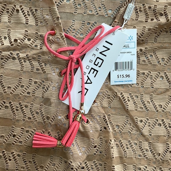 NWT Ingear Resort Hooded Lace Swim Cover Up Dress Taupe - Picture 3 of 6